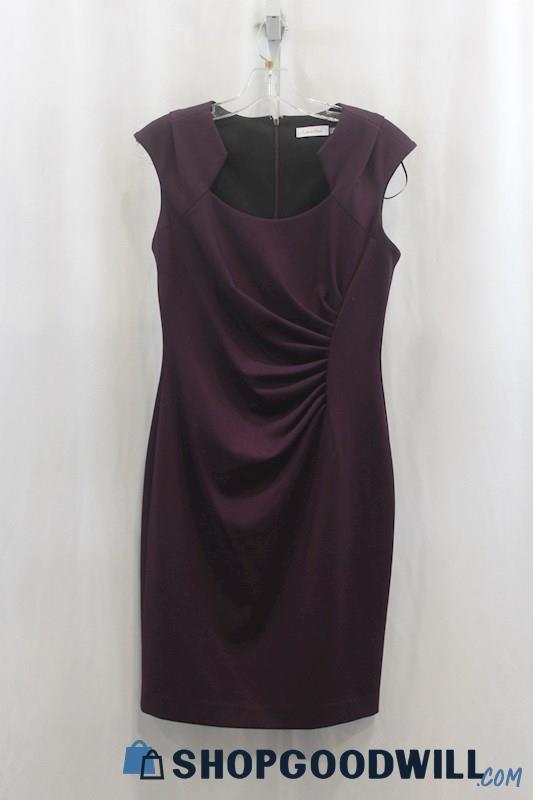 NWT Calvin Klein Womens Eggplant Pin Tucked Bodycon Dress Sz 6