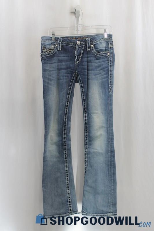 Rock Revival Womens Blue Washed Bootcut Jeans Sz 27