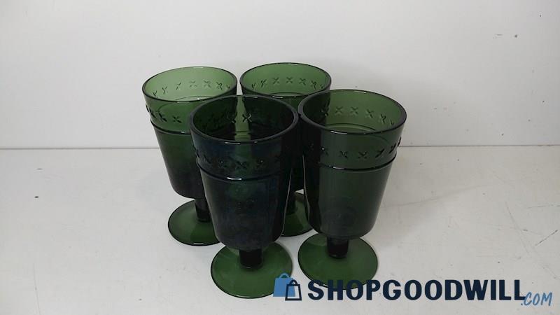 Lot 4pc Green Glass Cups