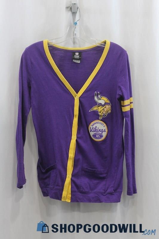 NFL Women's Purple/Gold MN Vikings Button Up Cardigan SZ S