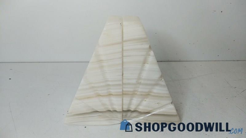 2pc White Marble Book Ends