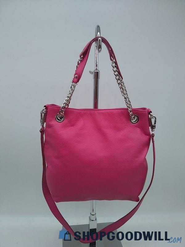 Michael Kors Jet Set Chain Hot Pink Leather Satchel Crossbody Handbag Purse