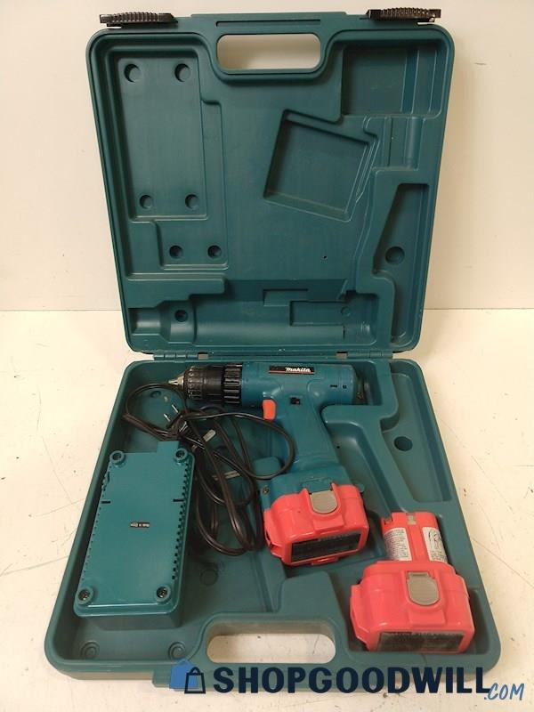 Makita Cordless Drill Set w/ Case Charger Battery Blue/Orange Power Tools PWR ON