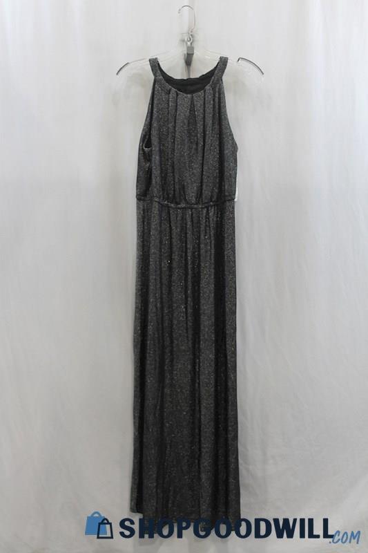NWT Robby B Womens Black Shimmer Halter Maxi Dress Sz S