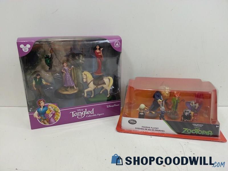 Disney Tangled & Zootopia Collectible Figures Sets IOP *Lion Figure Damaged