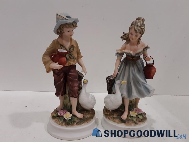 2 PC Young Couple w/ Geese Figurines 8861 UNBRANDED