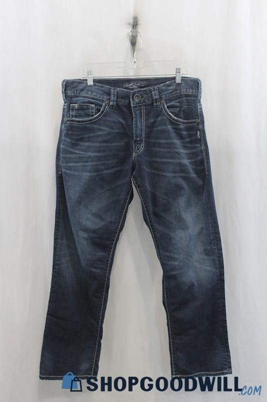 Silver Jeans Mens Dark Blue Washed Straight Leg Jeans Sz 33x30