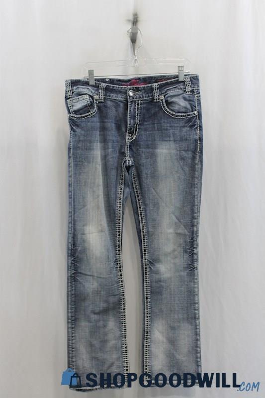 Rock & Roll Womens Blue Washed Boyfriend Jeans Sz 30x32