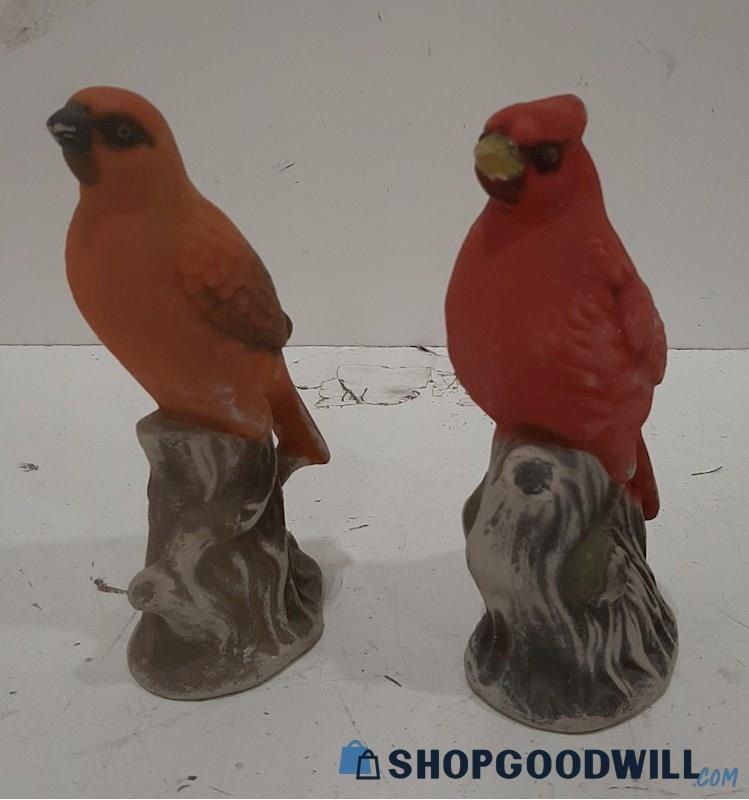Norleans Orange & Red Bird Figurines Japan