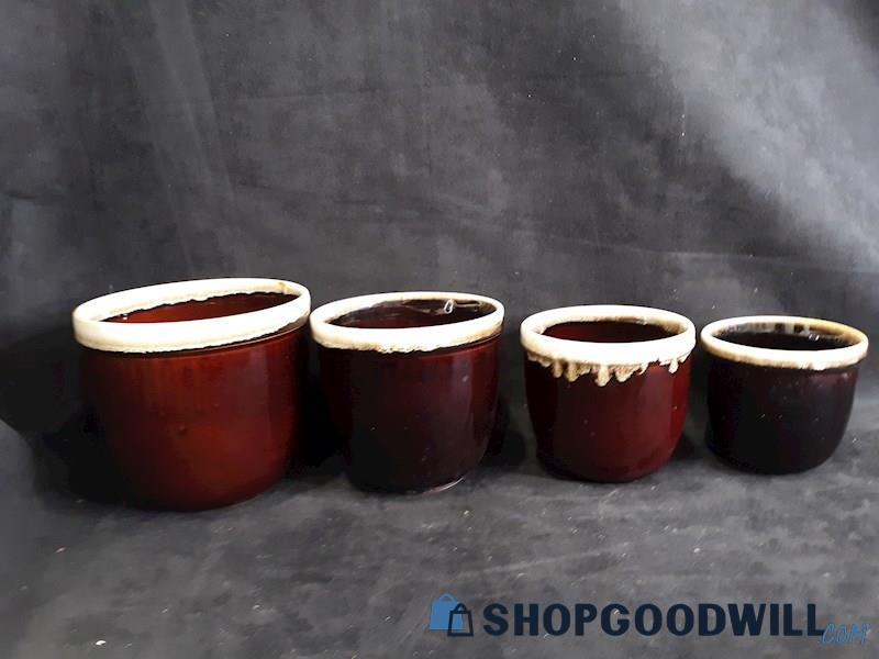 Mixed Sized Pfaltzgraff Gourmet Brown Crock Pot / Planter Vases