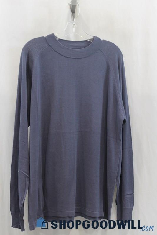 Norm Thompson Men's Heather Blue Pullover Long Sleeve Shirt SZ XL