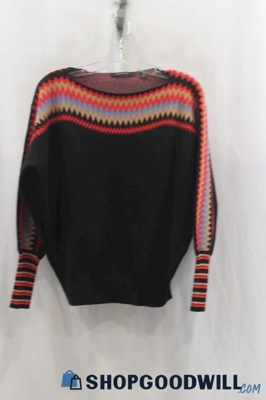 NWT Cyrus Womens Black/Red Pattern Boatneck Sweater Sz XS
