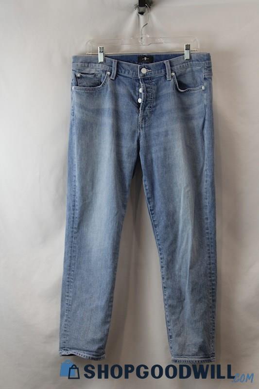 7 For All Man Kind Women's Light Blue Slim Straight Leg Jean SZ 31