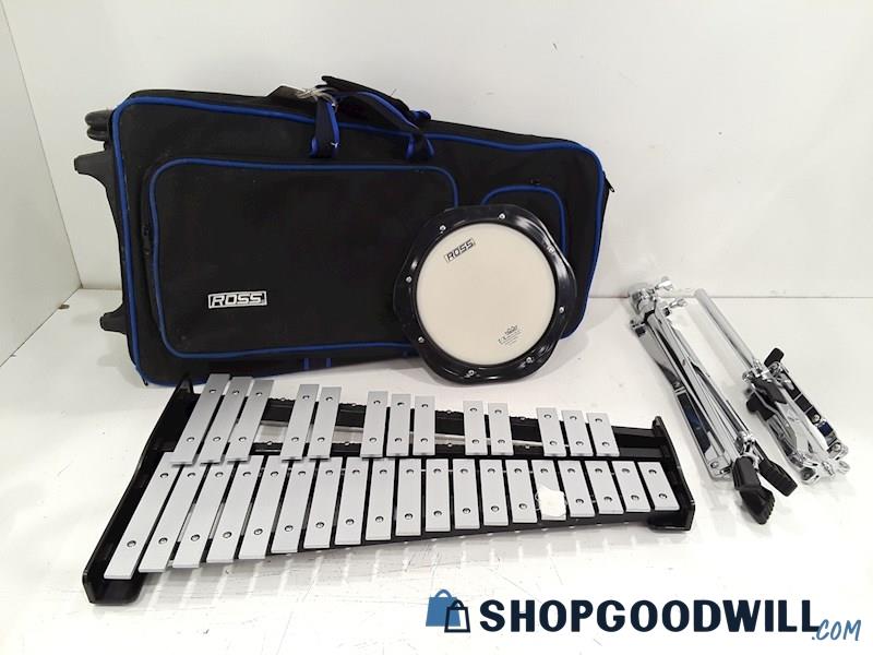 Ross 32 Key Note Xylophone w/Portable Traveling Rolling Case +More
