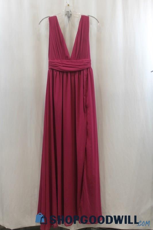 NWT Lulus Women's Dark Pink Chiffon Deep Cut Side Slit Dress SZ XS