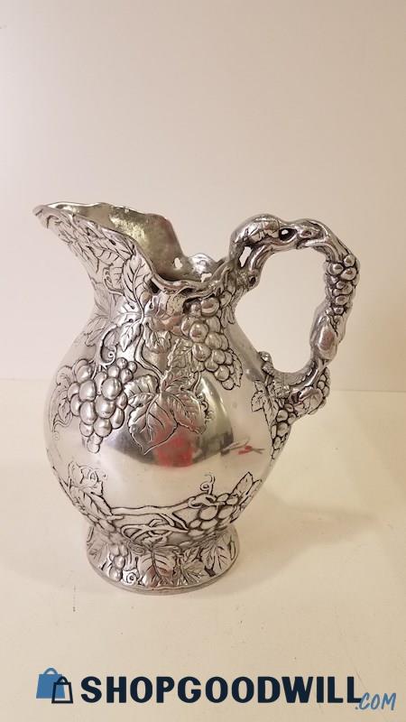Arthur Court Grapes Pitcher Silver-Toned Metal/Pewter Approx 10