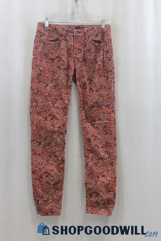 prAna Women's Pink/Red Design Pattern Corduroy Jean SZ 6