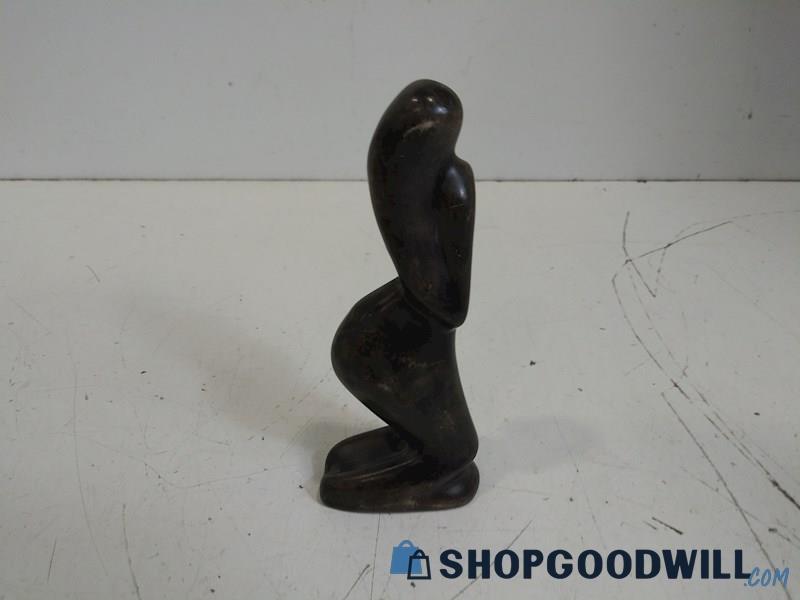 Kenya Statue Ebony Wood Tribal Native Woman Hand Carved Abstract Sculpture Decor