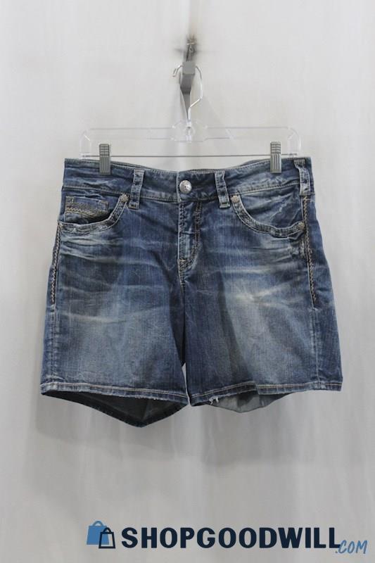 Silver Jeans Womens Blue Washed Denim Shorts Sz 30