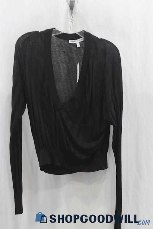 NWT Express Womens Black V-Neck Knit Sweatshirt Sz M