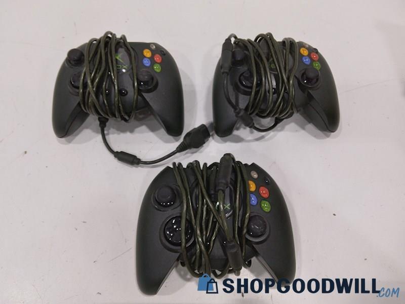 Microsoft XBOX Wired Controllers + Dongles LOT