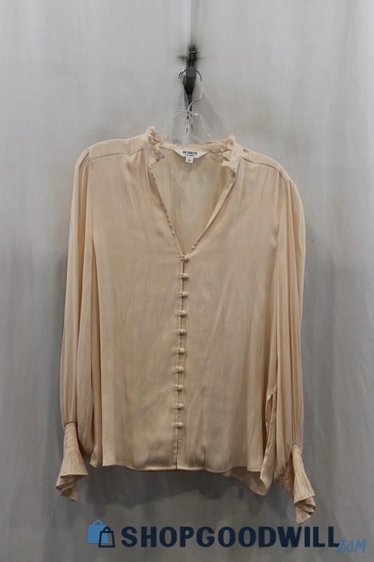 BD Dakota Women's Beige Button-Up Blouse SZ L