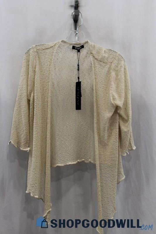 NWT Papa Women's Tan Sheer Open Crop Cardigan SZ L