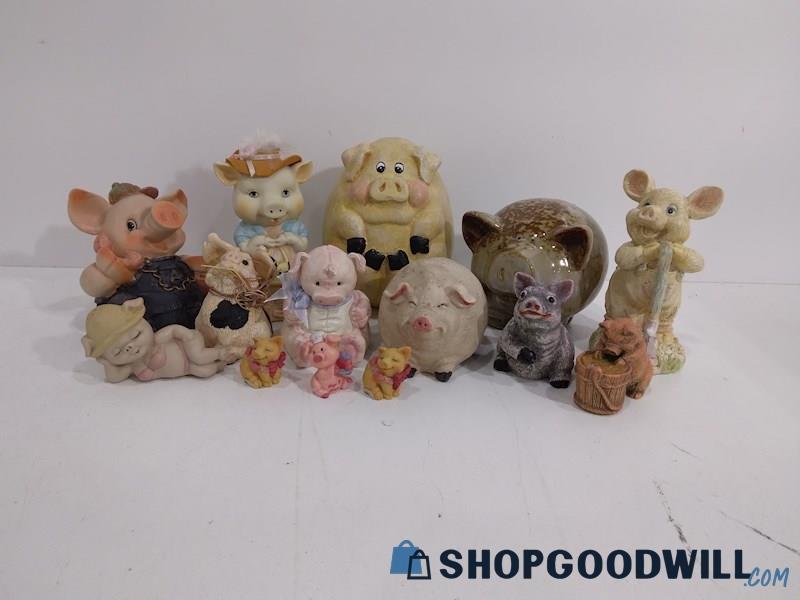 Vintage Pigs Large Small Figurines Sculptures Home Decor Display 