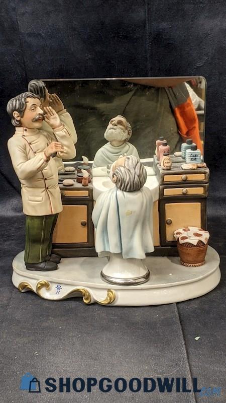 Vintage 50s/70s Capodimonte Porcelain Barbershop Themed Scene Figure Collectible