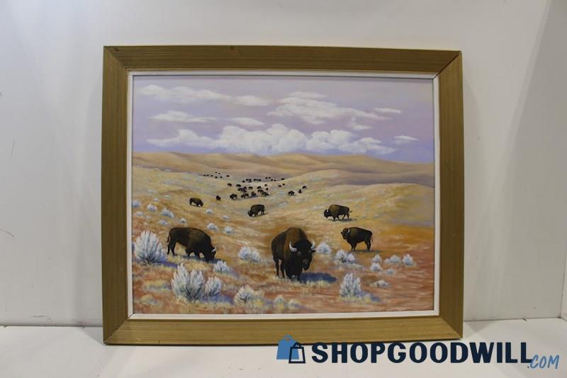 'Buffalo Prairie' Framed Orig 22x28