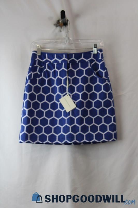 NWT Fairway & Greene Women's Blue Hexagon Patterned Skort SZ 2