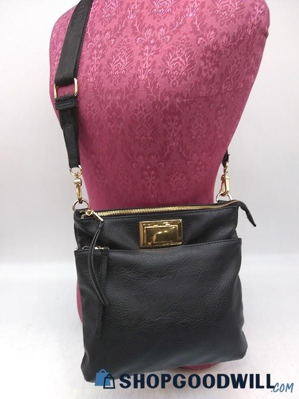 Juicy Couture Black Faux Leather Crossbody Handbag Purse 