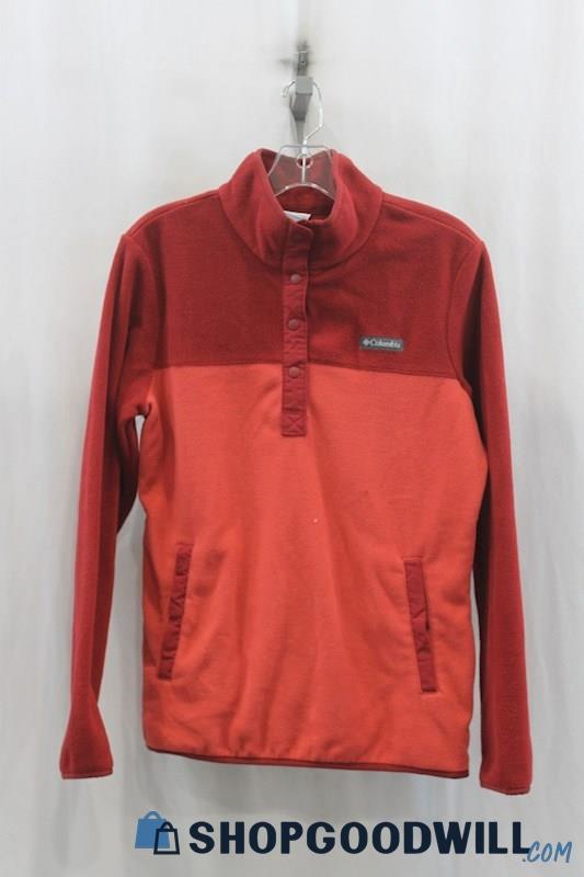 Columbia Mens Red 1/4 Snap Button Sweater Sz M