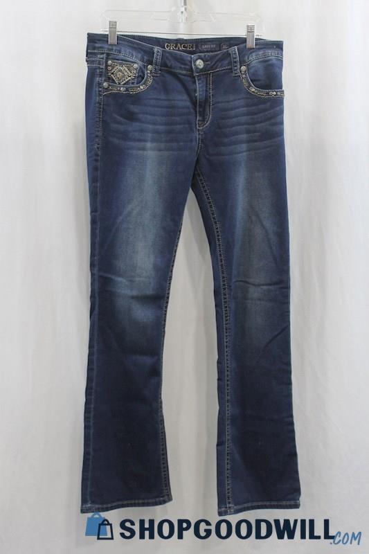 Grace Women's Dark Blue Wash Bootcut Jean SZ 31