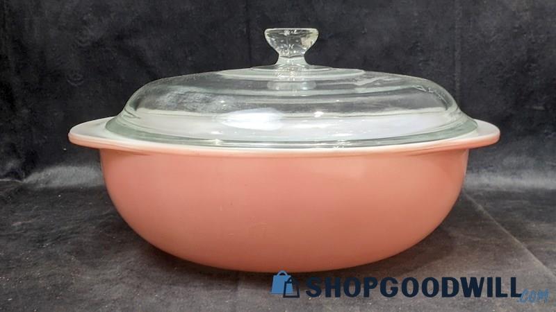 2pcs PYREX Pink Round Casserole Baking Dish 024 W/ Lid
