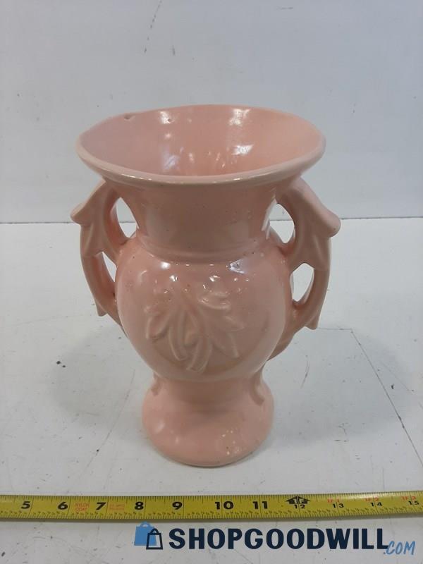 McCoy Pink Ceramic Vase Floral Pattern 9