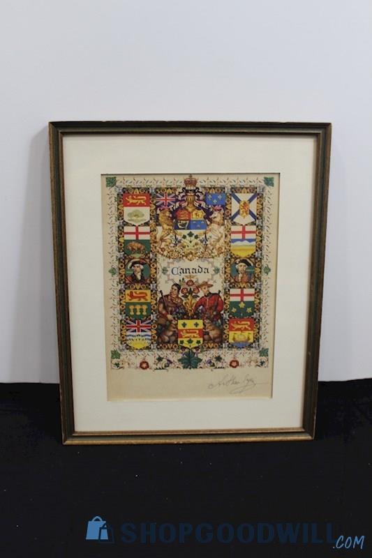 Arthur Szyk Signed Framed Title Page for the Dominion of Canada 1946 Book