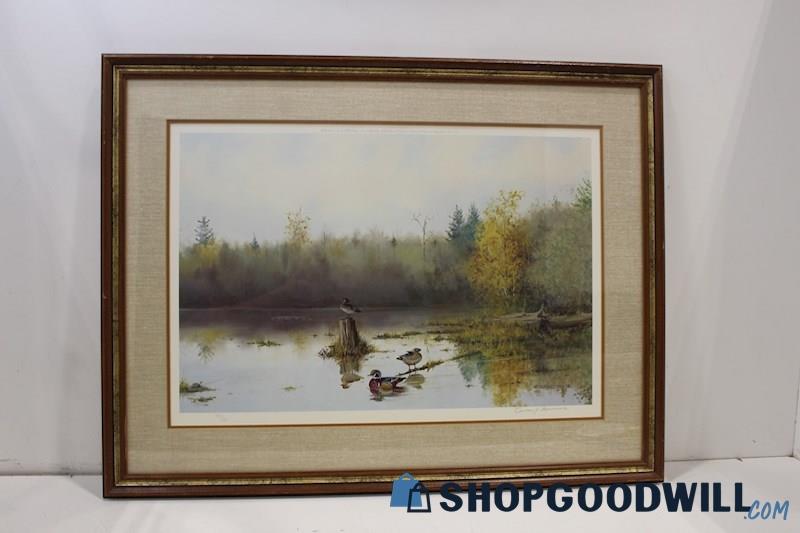 Owen J. Gromme Signed Framed 1979 Painting Print 'Morning Haze' Wood Ducks PU