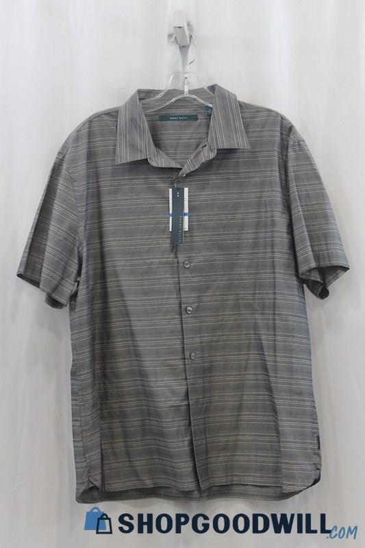 NWT Perry Ellis Men's Heather Gray Stripes Polo Shirt SZ XL