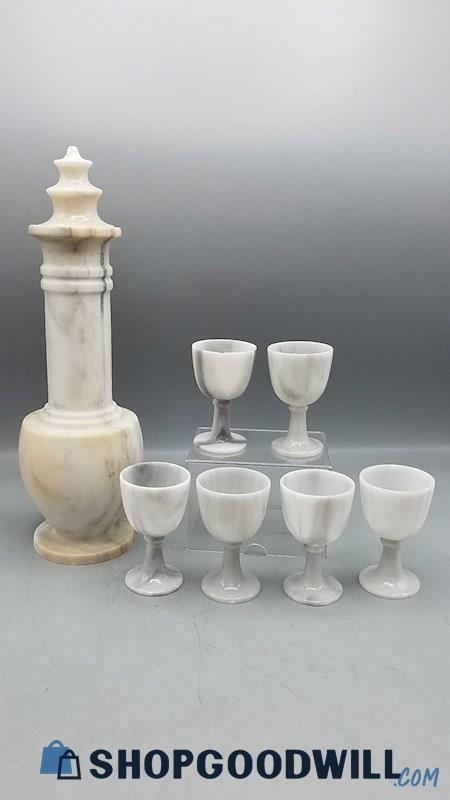 8PC Marble Liquor Cordial Decanter + Cups