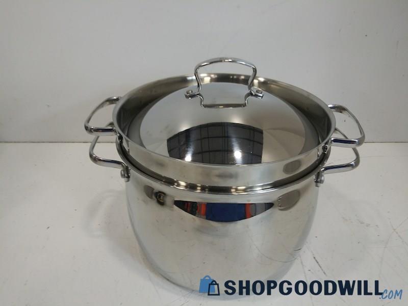  Belgique Stainless Steel Stock Pot with Strainer Lidded Cookware Kitchen Decor
