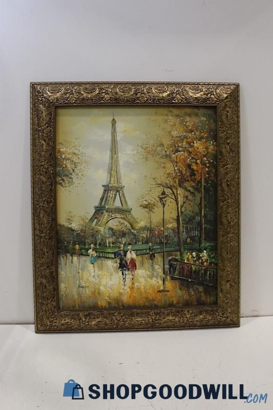 Burnett Signed 'Paris, France Eiffel Tower' Scene Replica 16x20