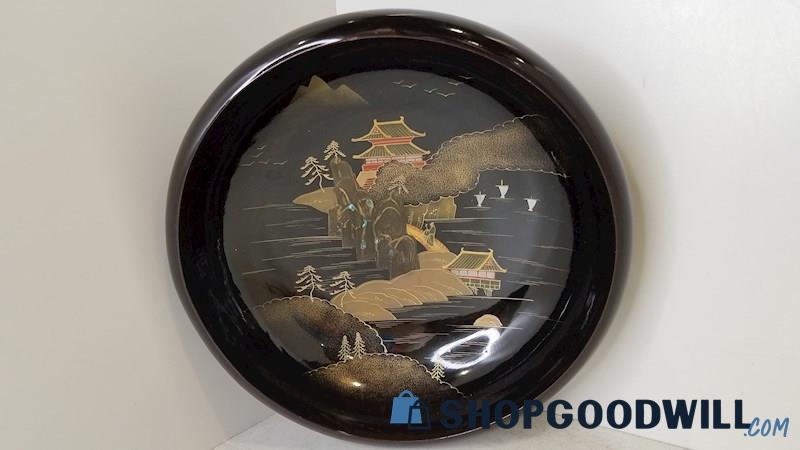Vintage Japanese Lacquer Ware Hand Painted Bowls Asian Oriental Black Bowl