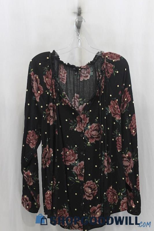 Torrid Womens Black/Pink Floral Blouse Sz 3X