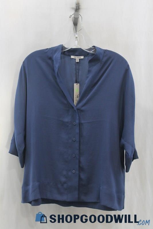 NWT Nic + Zoe Womens Navy Button Down Blouse Sz PS