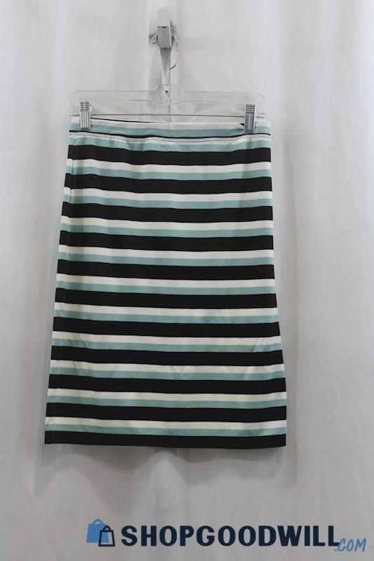 NWT Max Studio Women's Black/Blue Stripe Straight Skirt SZ XL