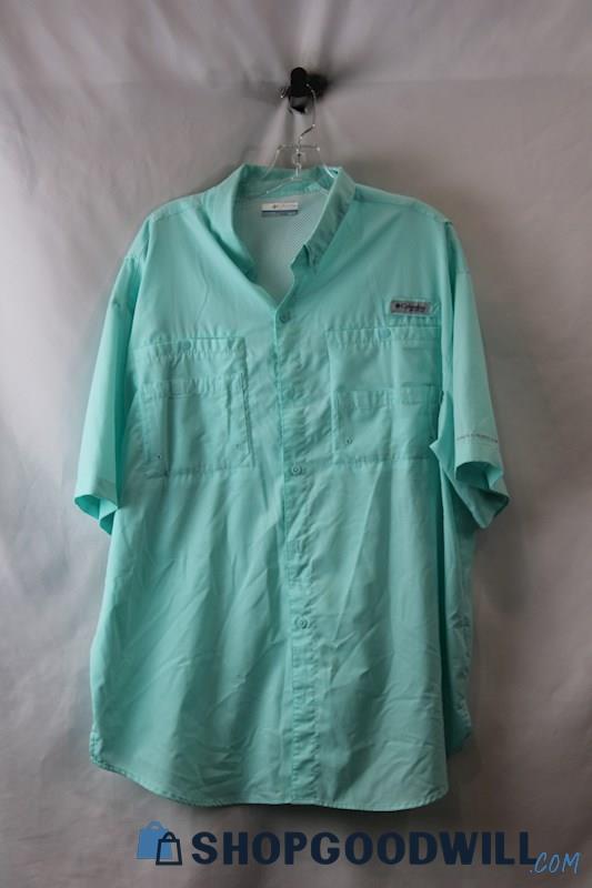 Columbia Men's Light Blue Outdoor Fishing Short Sleeve Button Up sz XL