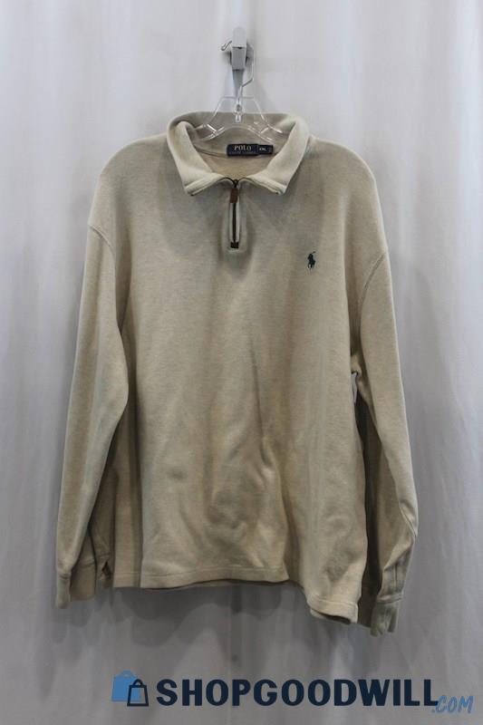 Polo Ralph Lauren Mens Heather Oat 1/4 Zip Knit Sweater Sz 2XL