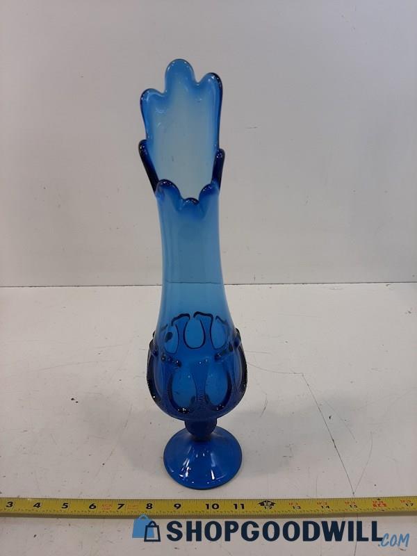 Swung Style Blue Glass Vase Made in Italy 15