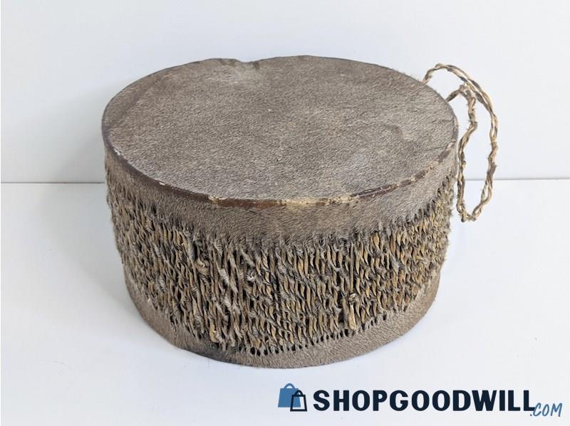 Appears to Be Handmade Animal Skin Tribal Drum Musical Instrument